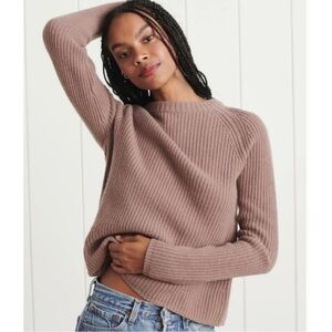 Jenni Kayne Cashmere Fisherman rib crew sweater in mauve
